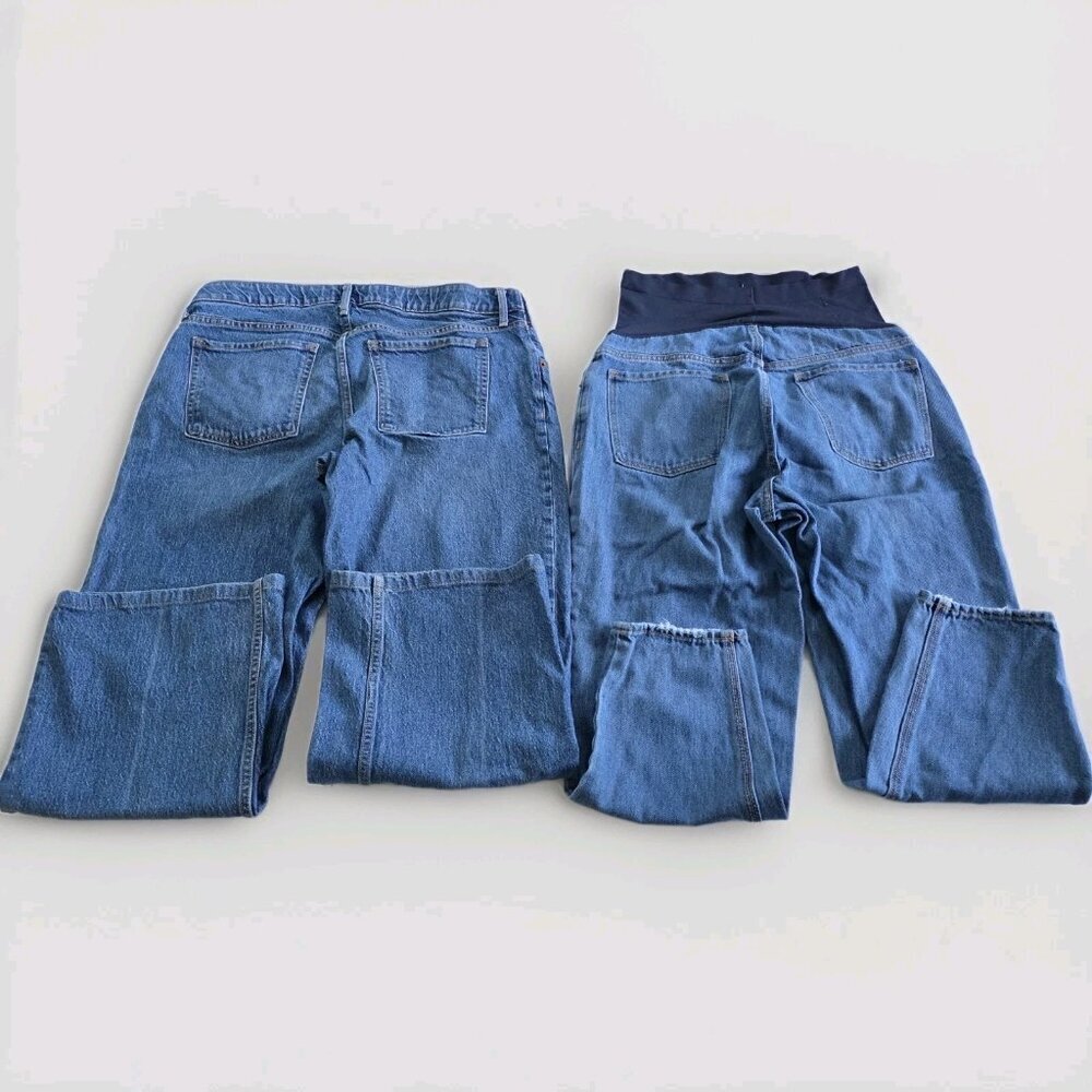 Old Navy Maternity Jean Women 10 / 10L Blue Taper High Rise Cropped Cotton Denim - Picture 2 of 16